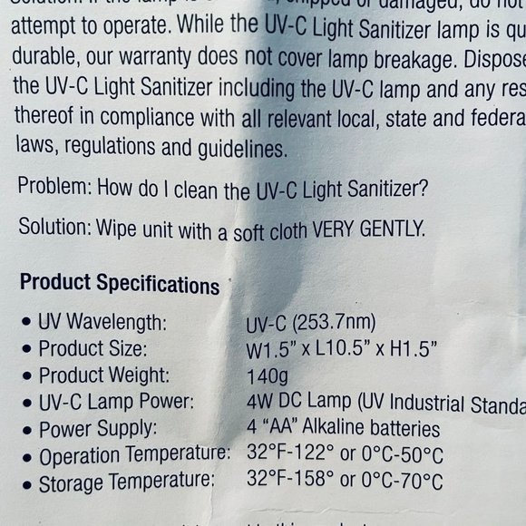 Travel Wand Sanitizer NEW in box with directions, kills germs in 10-30 seconds - Picture 13 of 16